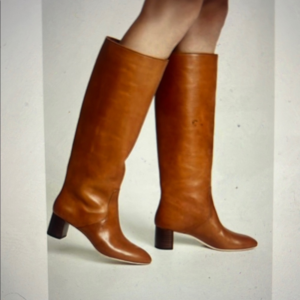 Loeffler Randall Cognac Leather Gia Knee-High Boots